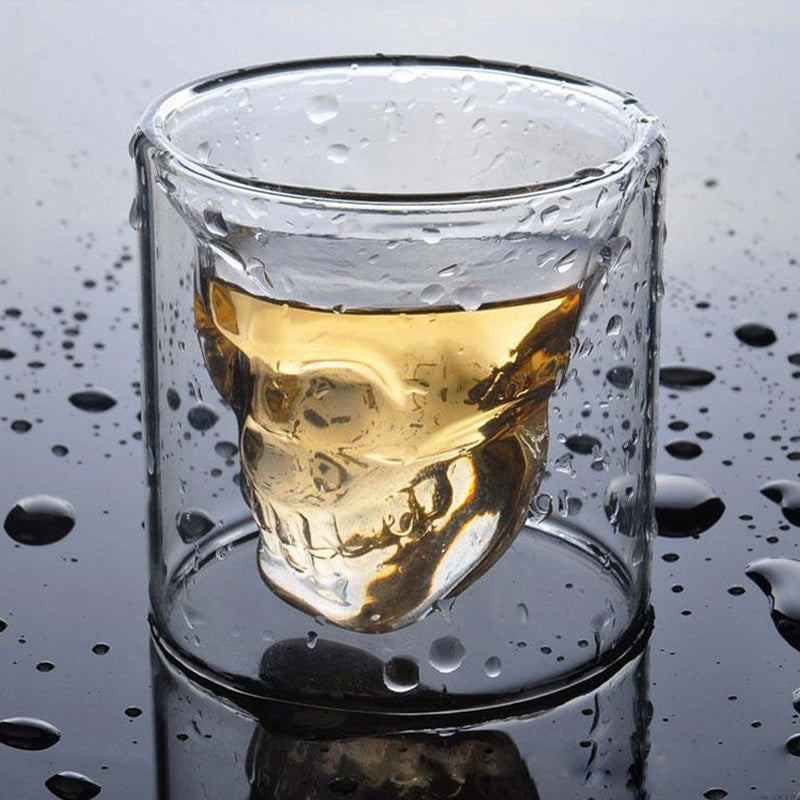 25ml Double Glass Skull Wine Glass