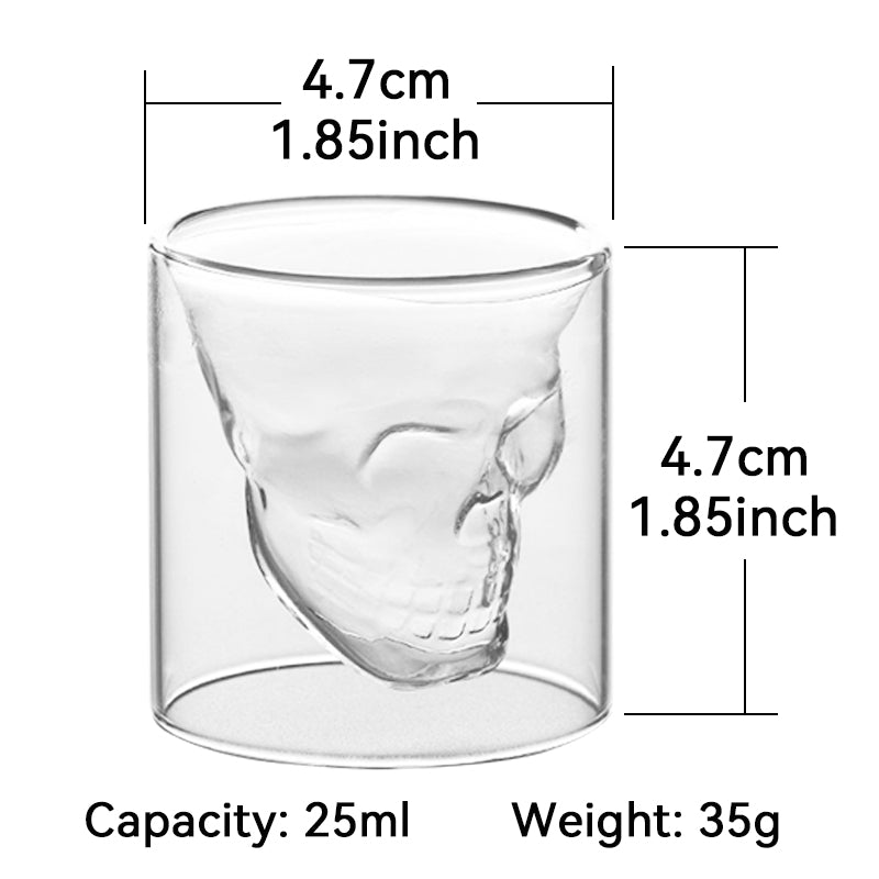 25ml Double Glass Skull Wine Glass