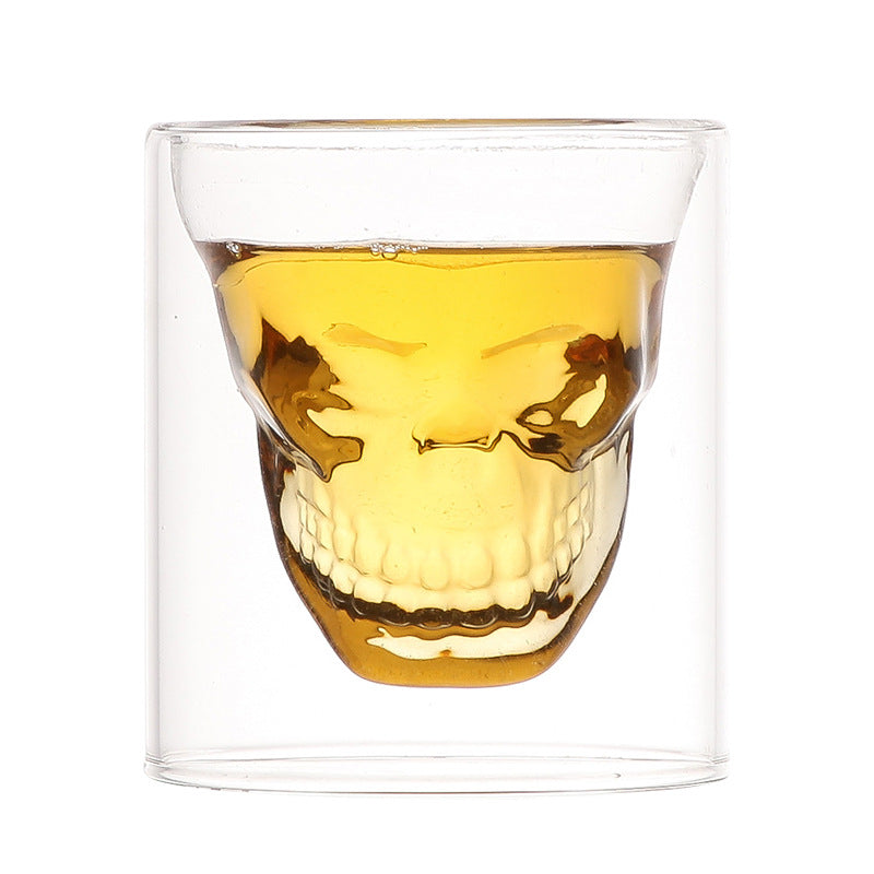 25ml Double Glass Skull Wine Glass