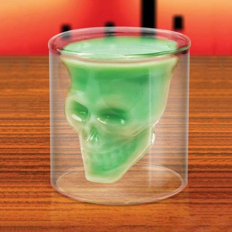 25ml Double Glass Skull Wine Glass